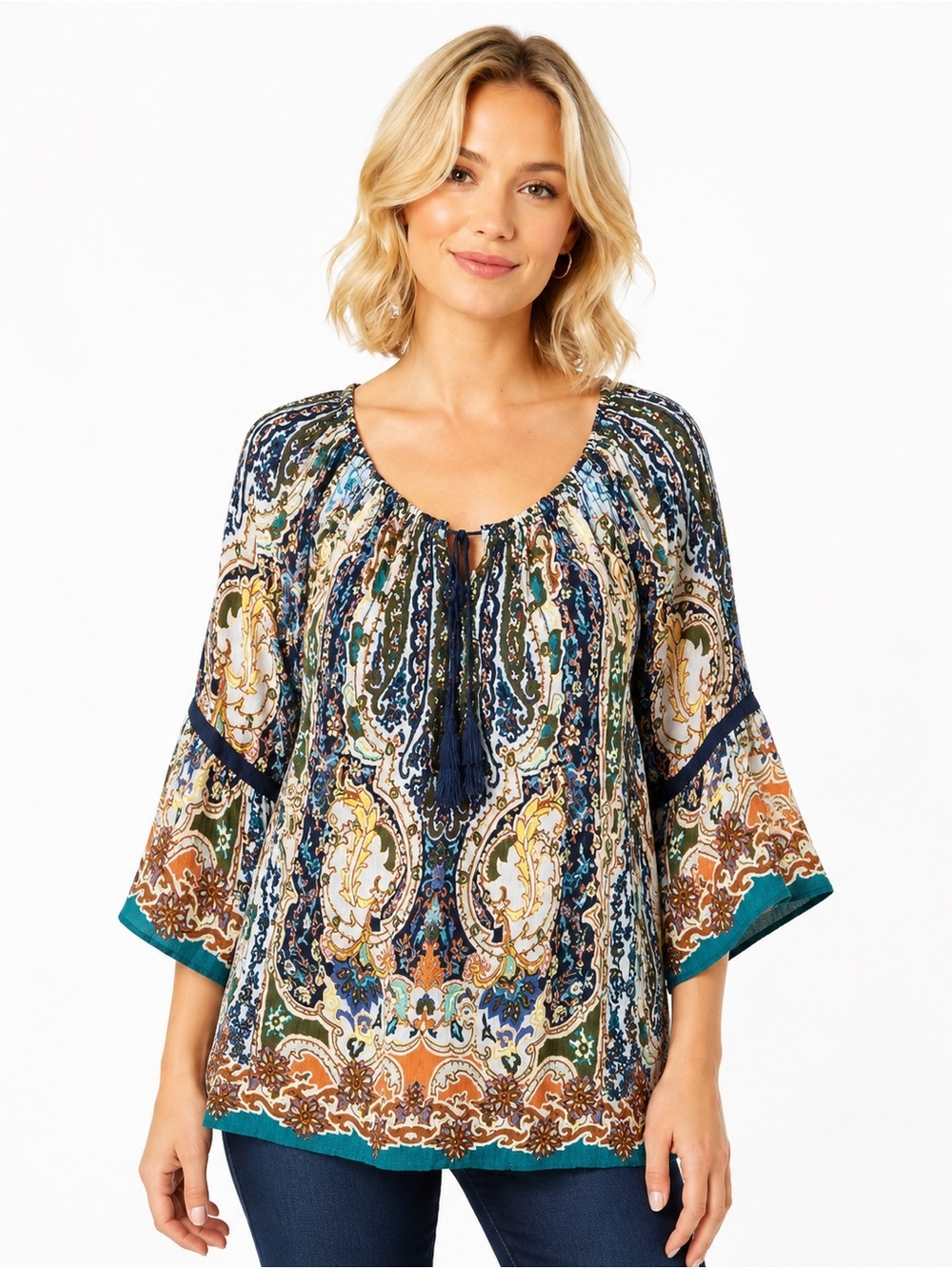 Soft Surroundings Chloe Paisley Tunic Blouse Top Size 2X